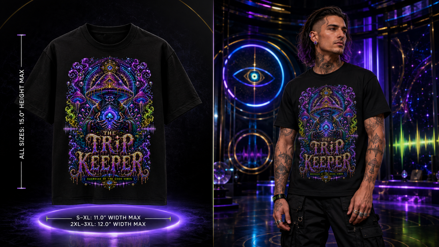 The Trip Keeper – Guardian of the Good Vibes Psychedelic Graphic Tee