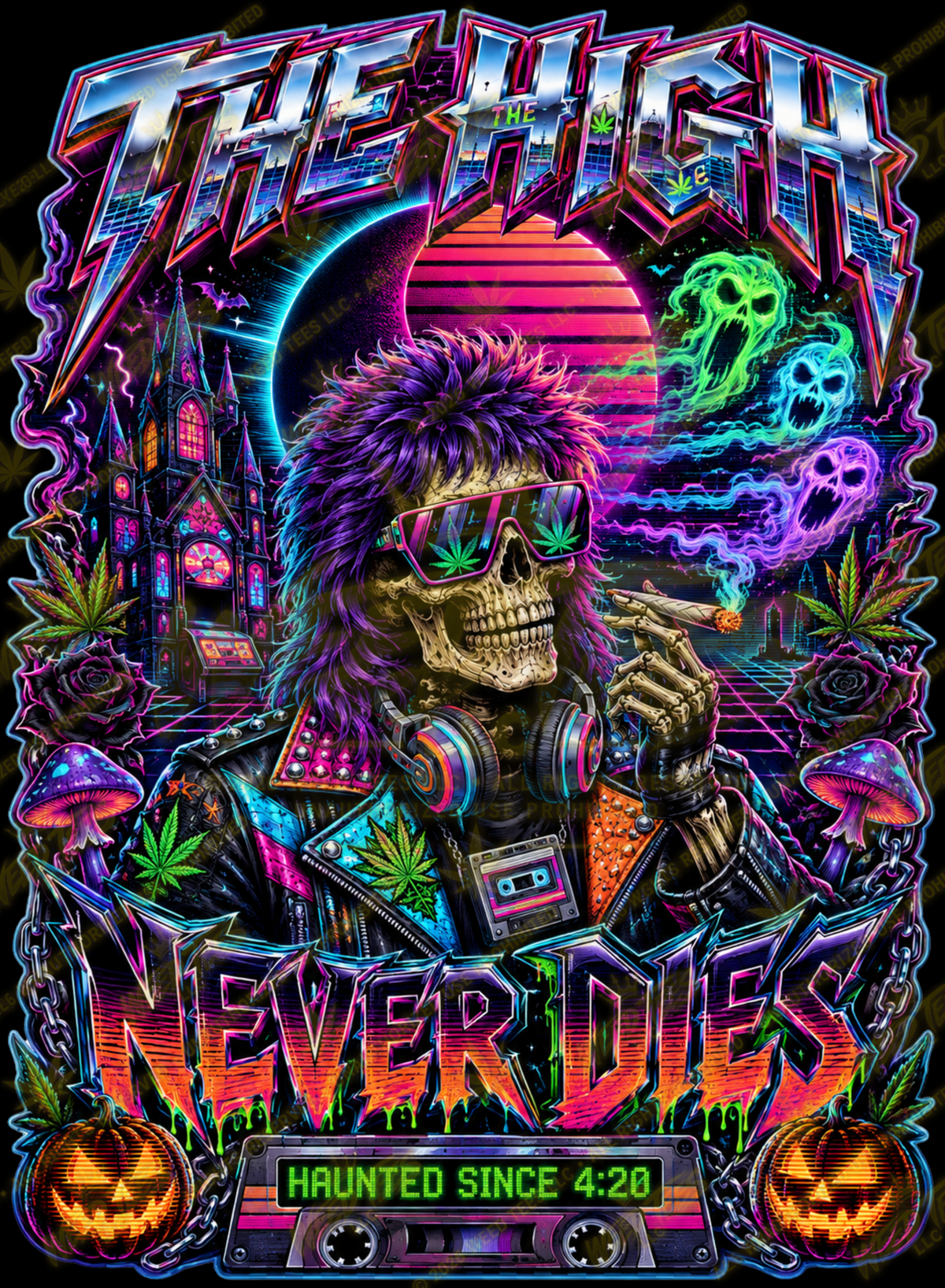 The High Never Dies 80s | Halloween Stoner T-Shirt