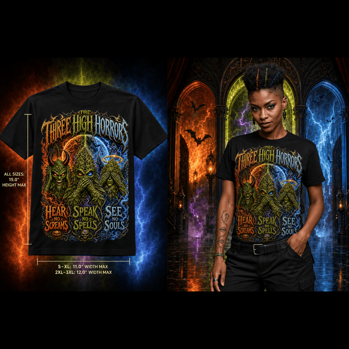 The Three High Horrors | Halloween Stoner T-Shirt